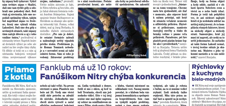 4.číslo Hokeja v Nitre prináša...